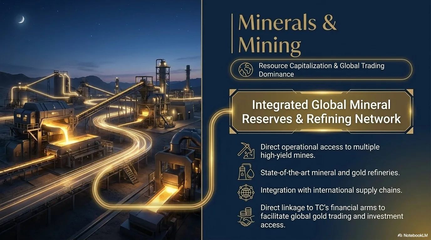 Minerals and mining reserves and refining network.